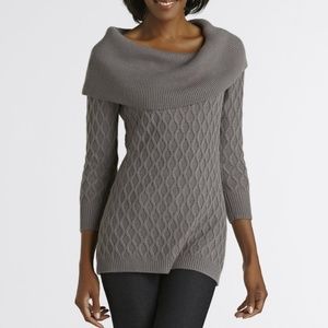 Cowl neck sweater cable knit